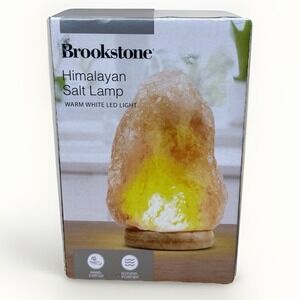 Brookstone Himalayan Salt Lamp Warm White LED Natural Glow‎ Light NWT Decor